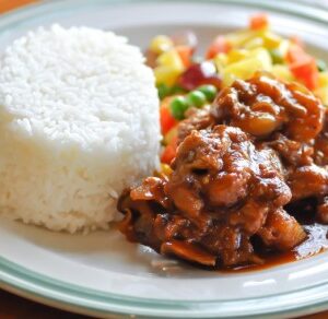 White Rice And Fried Stew